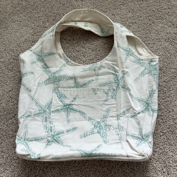 Hand crafted starfish shoulder bag blue and white - Picture 1 of 3